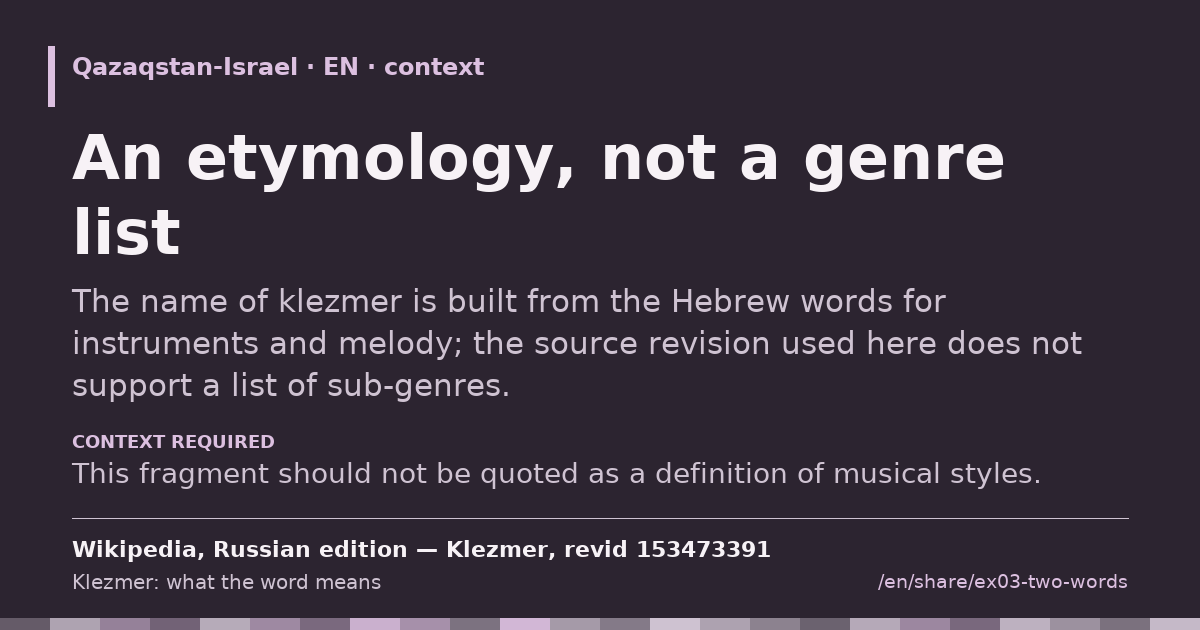 Fragment card: An etymology, not a genre list