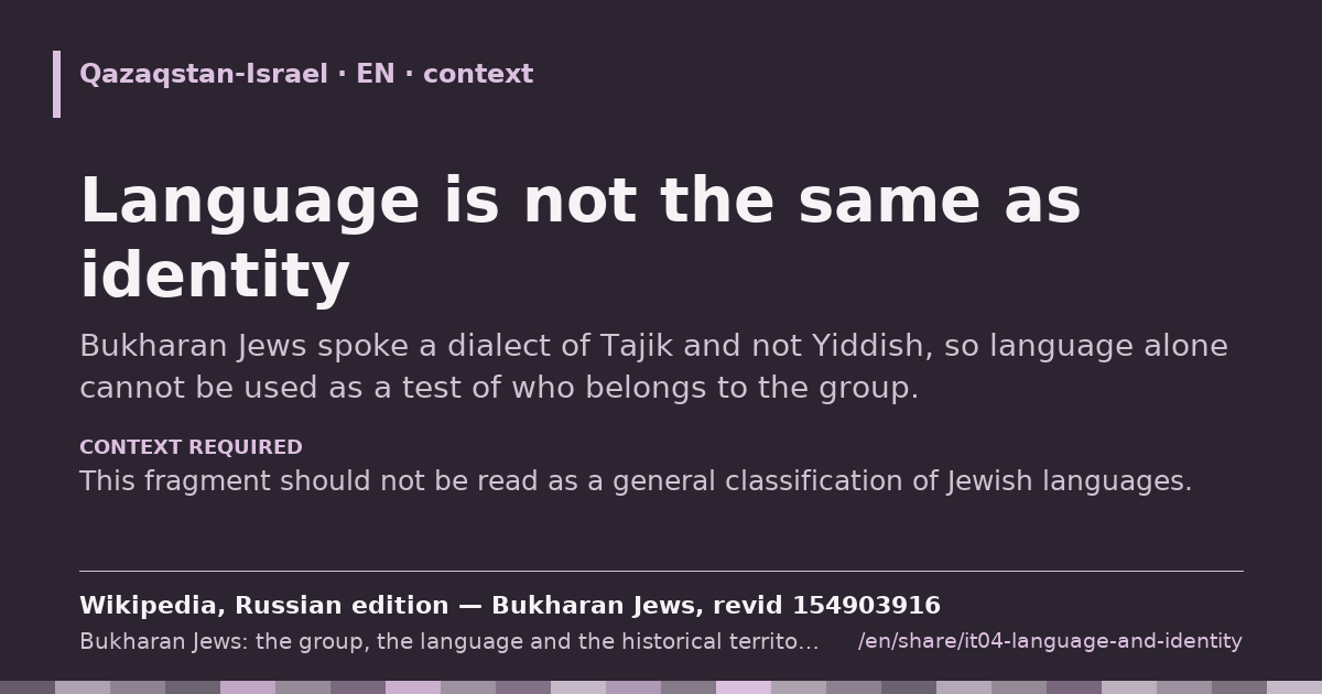 Fragment card: Language is not the same as identity