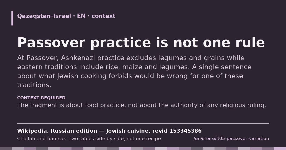 Fragment card: Passover practice is not one rule