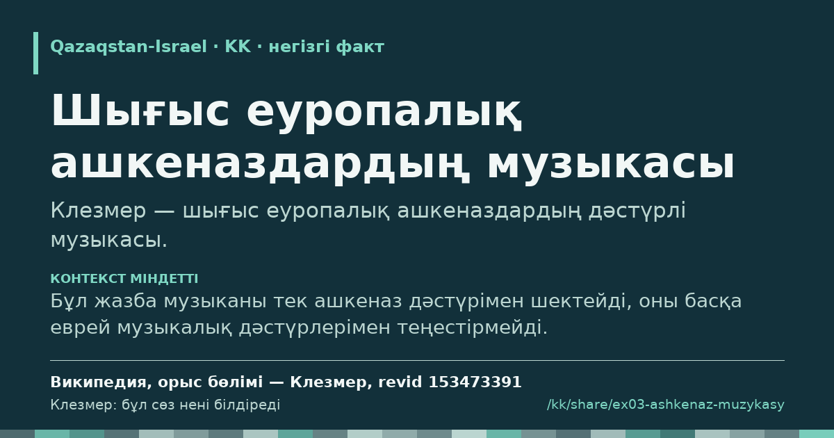 Үзінді карточкасы: Шығыс еуропалық ашкеназдардың музыкасы