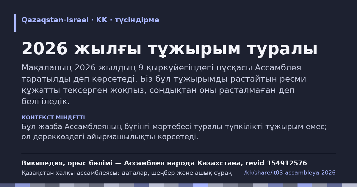 Үзінді карточкасы: 2026 жылғы тұжырым туралы