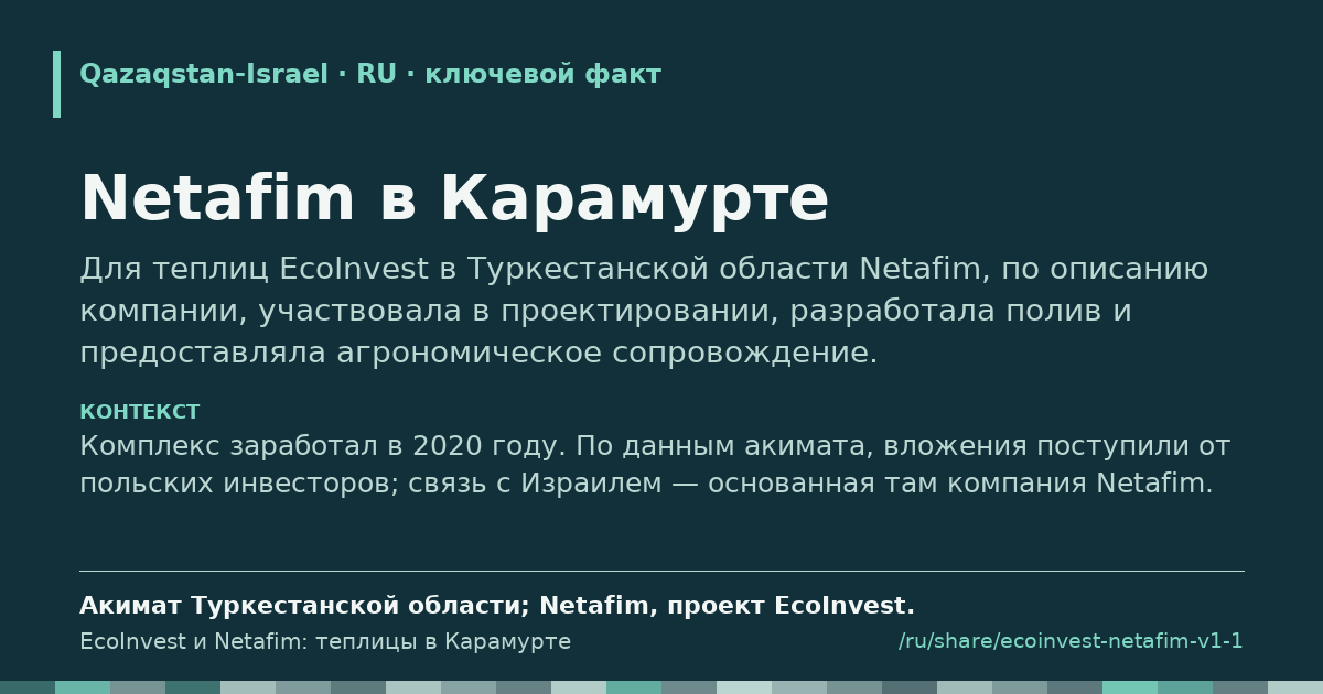 Карточка фрагмента: Netafim в Карамурте