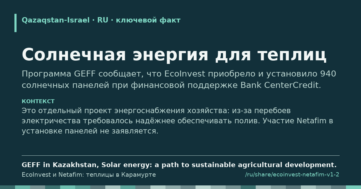 Карточка фрагмента: Солнечная энергия для теплиц