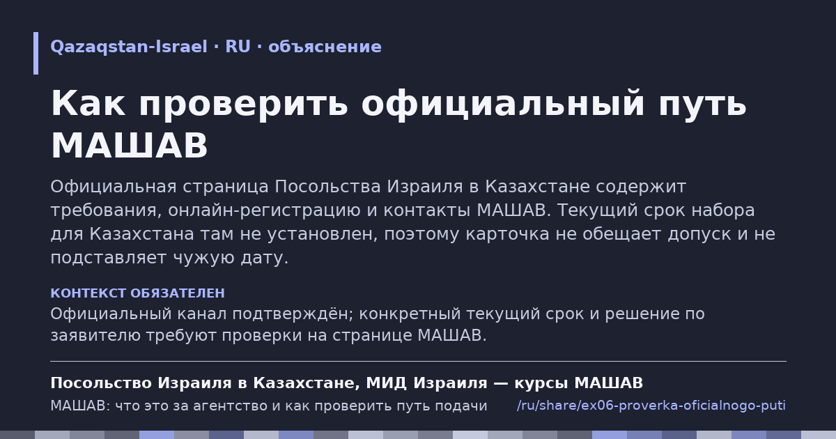 Карточка фрагмента: Как проверить официальный путь МАШАВ